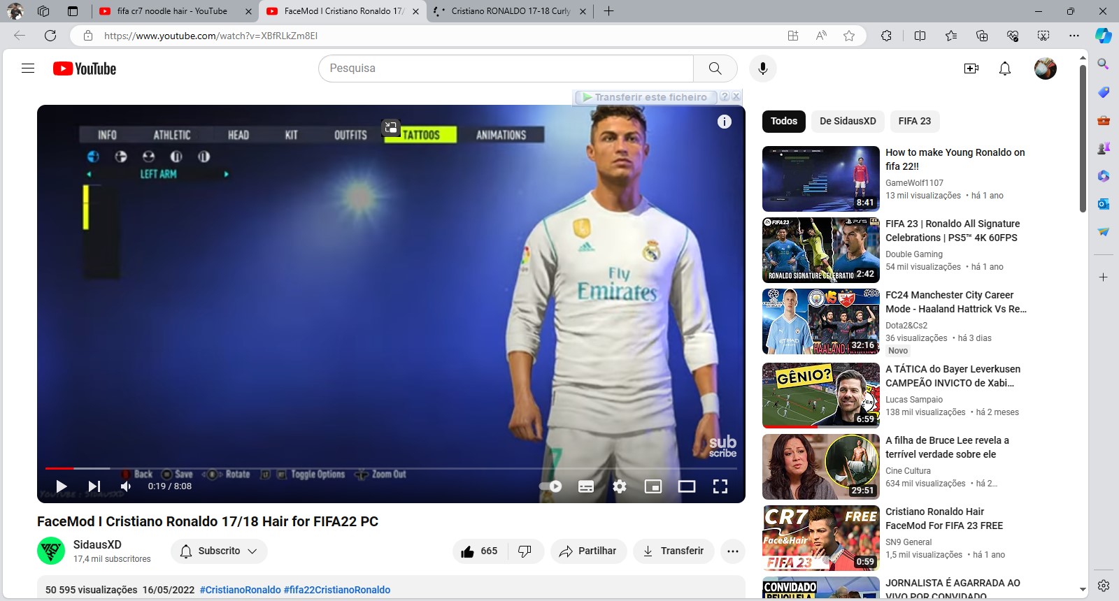 FaceMod I Cristiano Ronaldo 17_18 Hair for FIFA22 PC - YouTube e mais 2 páginas - Pessoal - Mi...jpg